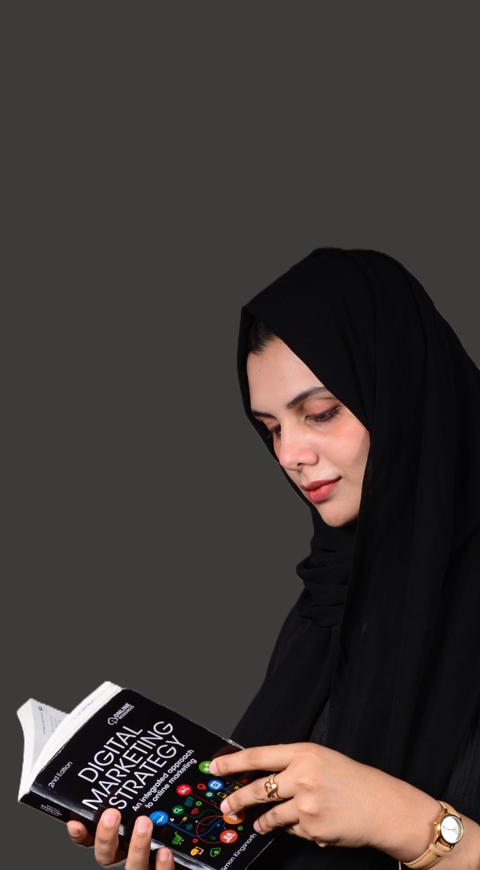 Girl thinking and pointing towards Why Choose Me section